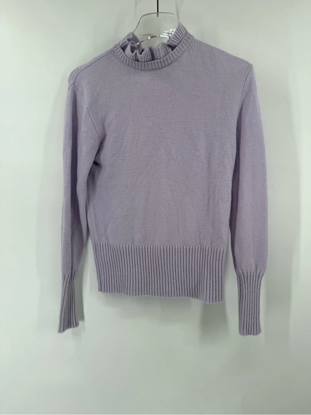 J Crew light purple ruffle neck sweater size xs